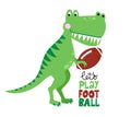 Let`s play football - baby boy football outfit print. Cute hand drawn football badge with handwritten lettering.