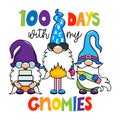 100 days with my gnomies - Smart gnomes, students, with quote. Cute troll characters.