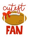 Cutest fan - baby boy football outfit. Cute hand drawn nursery football badge with handwritten lettering.