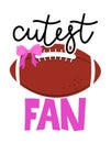 Cutest fan - baby boy football outfit. Cute hand drawn nursery football badge with handwritten lettering. Royalty Free Stock Photo