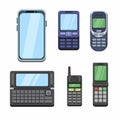 Mobile Phone evolution symbol collection set cartoon illustration vector Royalty Free Stock Photo