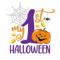 My first 1st Halloween - Greeting card. Modern brush calligraphy. Royalty Free Stock Photo
