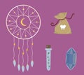 Witchcraft isolated doodle set. Esoteric magical stickers