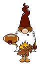 Adorable gnome with american football ball - Nordic magic dwarf