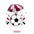 Vector illustration of a football with a parachute