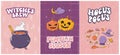 Halloween cards, posters with groovy quotes and doodles