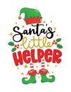 Santa`s little Helper - phrase for Christmas baby, kid clothes or ugly sweaters. Royalty Free Stock Photo