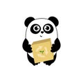 Cute cartoon panda eco box and recykling sign. Funny character for your design. Green energy concept. Panda protect. Ecology probl Royalty Free Stock Photo
