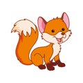 Illustration of cute fox animal. Suitable for children\'s book design elements. Introduction of animals to children.