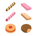 Cookies and wafer roll collection set illustration vector