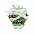 Zombie mummy head character cartoon illustration vector