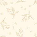 Oats seamless pattern. Botanical background with ears and seeds of oat. Cereal plant Royalty Free Stock Photo