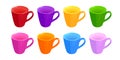 Set of empty cups in different colors isolated Royalty Free Stock Photo