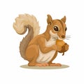 Squirell eating walnut character mascot cartoon illustration vector Royalty Free Stock Photo
