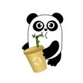 Cute cartoon panda with eco paper cup and recykling. Funny character for your design. Green energy concept. Panda protect. Ecolog Royalty Free Stock Photo