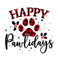 Happy pawlidays Holidays- Paw print shaped dog or cat paw prints for gift tag.