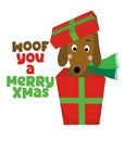 Woof you a Merry Christmas - Calligraphy phrase for Christmas. Royalty Free Stock Photo