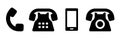 Phone icons set. Four flat icons. Black icons isolated on white background. Royalty Free Stock Photo