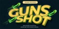 Guns shot text effect, editable gradient text modern and bullet font style