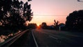 morning sunrise on Indonesian Highway. Royalty Free Stock Photo
