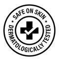 safe on skin, dermatologically tested vector icon with cross and tick mark Royalty Free Stock Photo