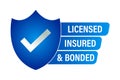 licensed, insured and bonded vector icon