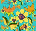 floral pattern, simple form and contrst colors