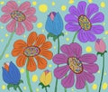floral pattern, combination of vivid colors