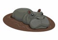 Hippo open mouth while soaking in the swamp. wild animal character illustration vector