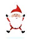 Jumping Santa - illustration in cartoon style. Merry Christmas and happy new year.