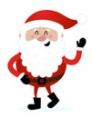 Standing Santa waving - illustration in cartoon style. Merry Christmas and happy new year.