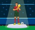 illustration of Christiano Ronaldo Portugal soccer team holding Thropy Champion winner cartoon illustration vector