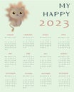 calendar for 2023 with animal lion, baby lion, cub, safari Royalty Free Stock Photo