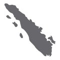 Map of Sumatra, a province of Indonesia. Simple flat gray icon on white background Royalty Free Stock Photo