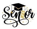 Senior 2023 - Typography. blck text isolated white background.