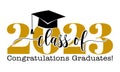 Class of 2023 Congratulations Graduates - Typography. black text isolated white background.