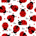 Cute ladybug seamless pattern. Seamless background with ladybug. Simple pattern Royalty Free Stock Photo