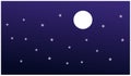 Night sky with stars and moon. Vector illustration for your design. Dark sky background, suitable for night illustrations. Royalty Free Stock Photo