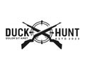 Hunting logo badge or emblem for hunting club sport duck hunting stamp Royalty Free Stock Photo