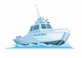 Police patrol boat ship cartoon illustration vector Royalty Free Stock Photo