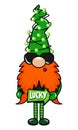 One Lucky Gnome - funny St Patrick`s Day design for poster, t-shirt, card, invitation, sticker, banner, gift. Royalty Free Stock Photo