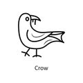 Crow vector outline Icon Design illustration. Halloween Symbol on White background EPS 10 File Royalty Free Stock Photo