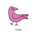 Crow vector Fill outline Icon Design illustration. Halloween Symbol on White background EPS 10 File Royalty Free Stock Photo