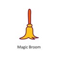 Magic Broom vector Fill outline Icon Design illustration. Halloween Symbol on White background EPS 10 File Royalty Free Stock Photo