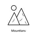 Mountains vector Outline Icon Design illustration. Nature Symbol on White background EPS 10 File Royalty Free Stock Photo