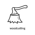 Woodcutting vector Outline Icon Design illustration. Nature Symbol on White background EPS 10 File