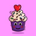 kawaii heart cup cake Royalty Free Stock Photo