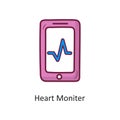 Heart moniter Vector Fill outline Icon Design illustration. Workout Symbol on White background EPS 10 File Royalty Free Stock Photo