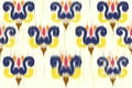 Ikat damask, scroll ornament ethnic seamless texture pattern.