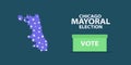 Best vector graphic illustration for Chicago mayoral election 2023. Dark blue background with Voting box